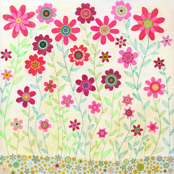 Art Print - Pink Retro Flowers