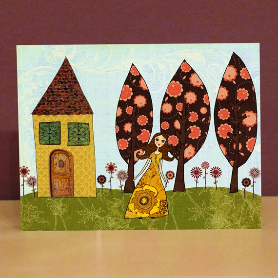 Small Art Block Print Poppy's Garden 