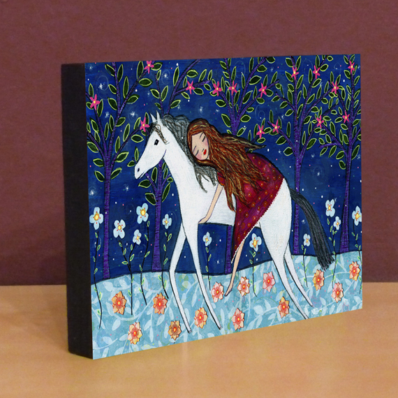 Small Art Block Print Horse Dreamer